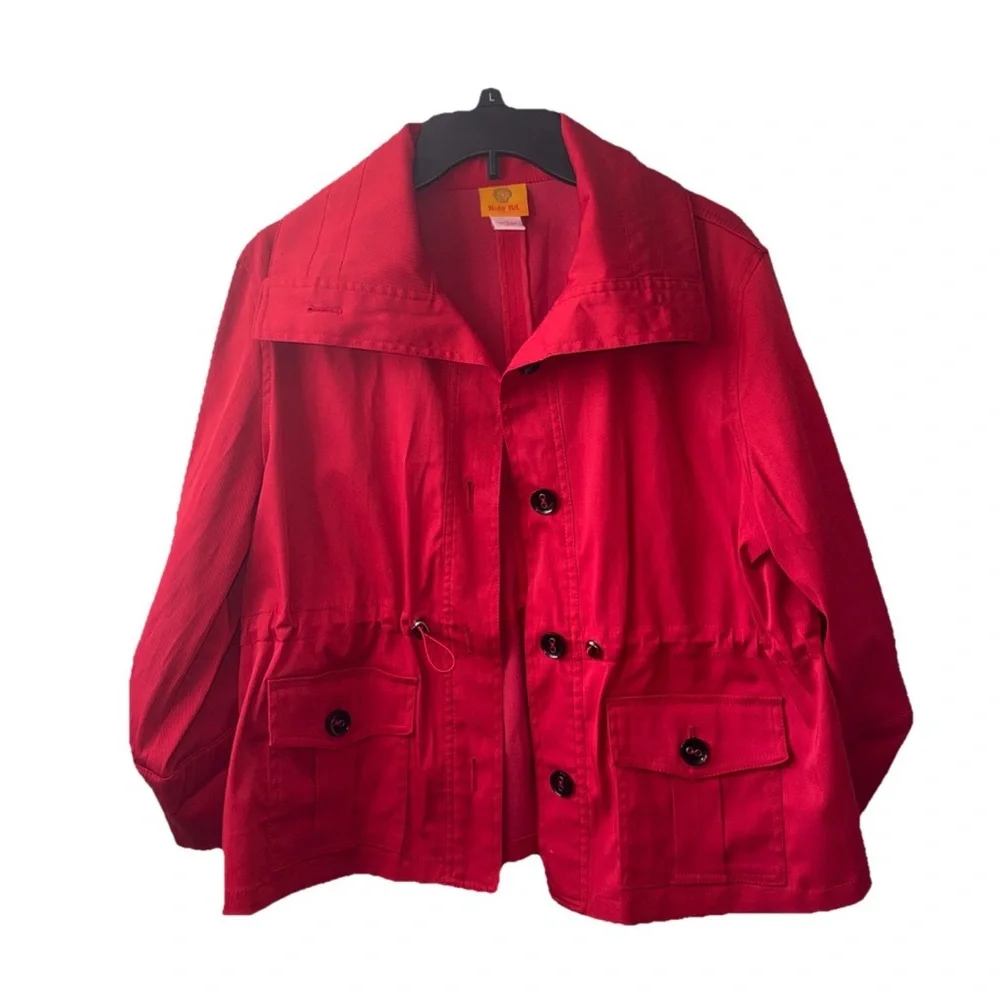 Ruby Rd. Bold Red Collared Jacket - Picture 1 of 3